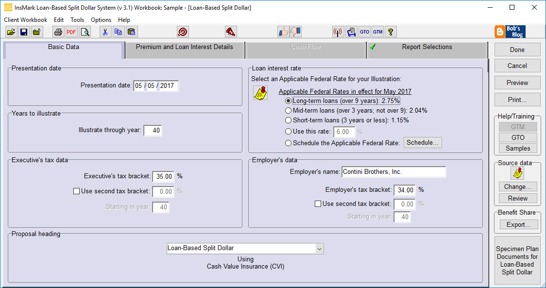 Loan-Based Split Dollar - Sample Input Image 1